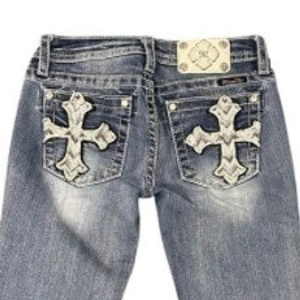 Miss Me Jeans Womens 16 Cuffed Capri Embellished Cross Pocket Western 27x20